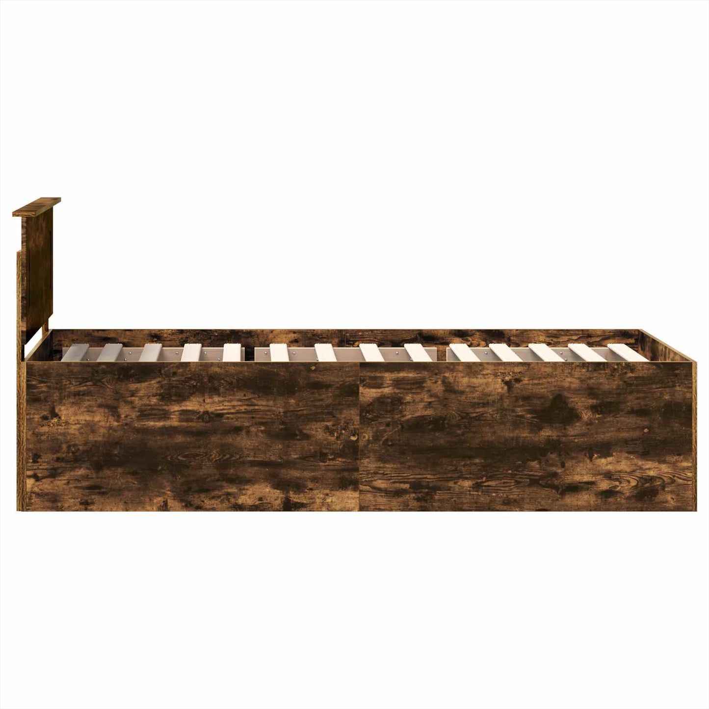 Sengestamme med hodegjerde Røkt eik 75 x 190 cm Konstruert tre