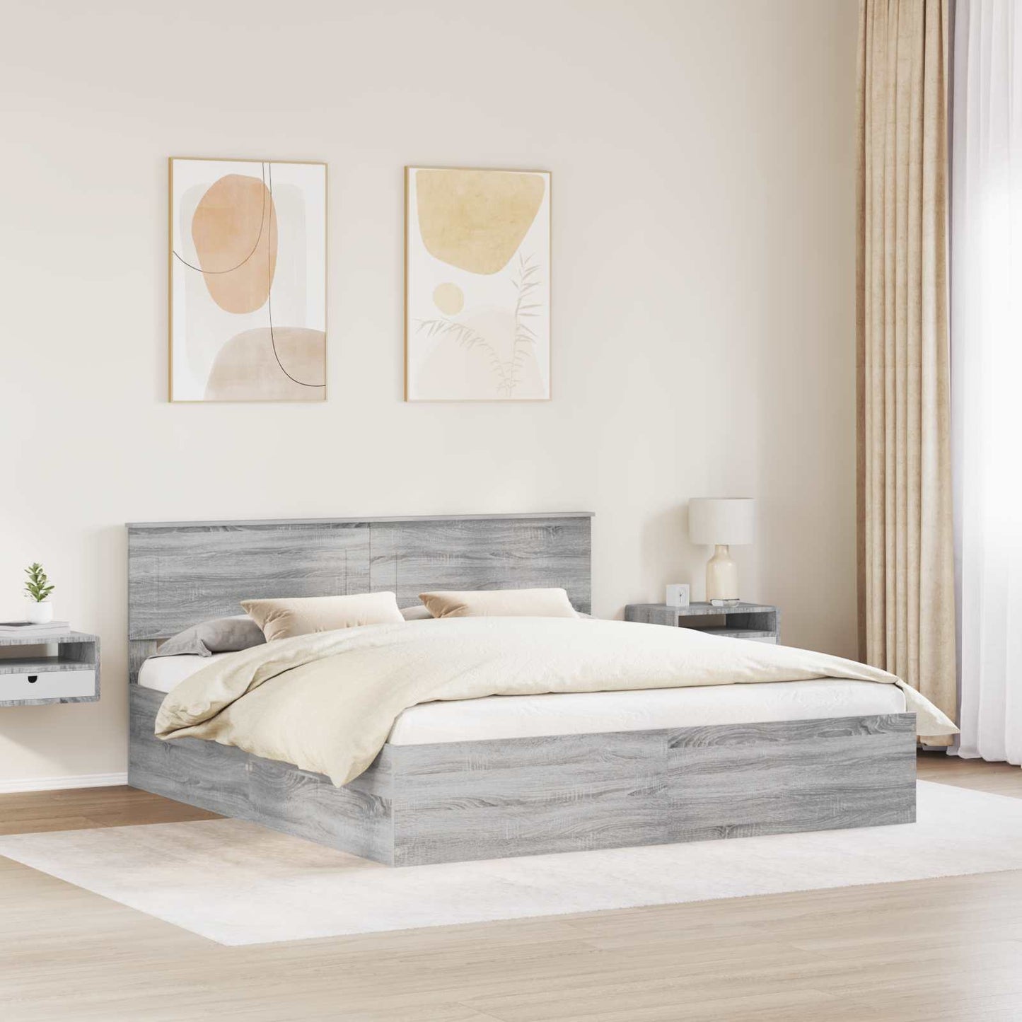 Sengestamme Grå Sonoma 200 x 200 cm Konstruert tre