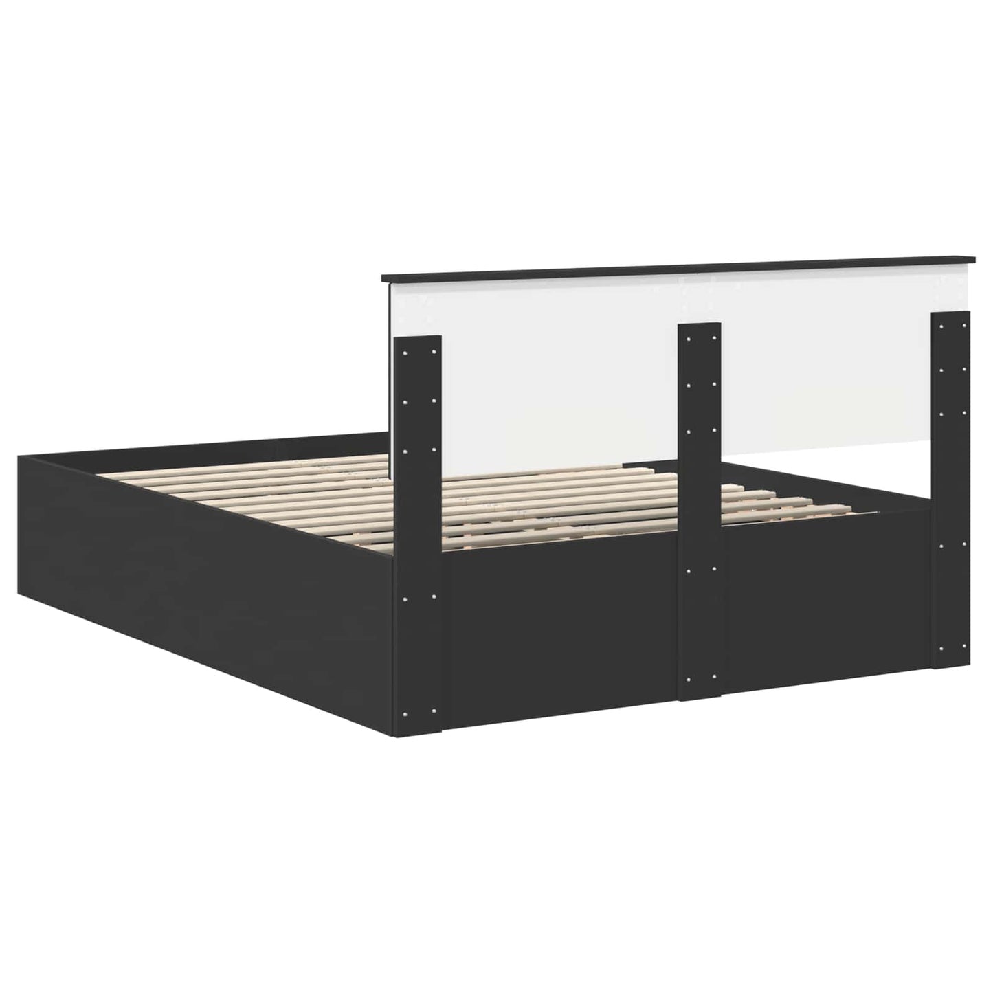 Sengestamme med hodegjerde Svart 150 x 200 cm Konstruert tre