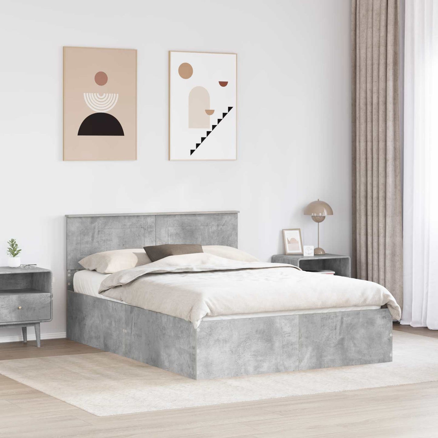 Sengestamme Betonggrå 150 x 200 cm Konstruert tre