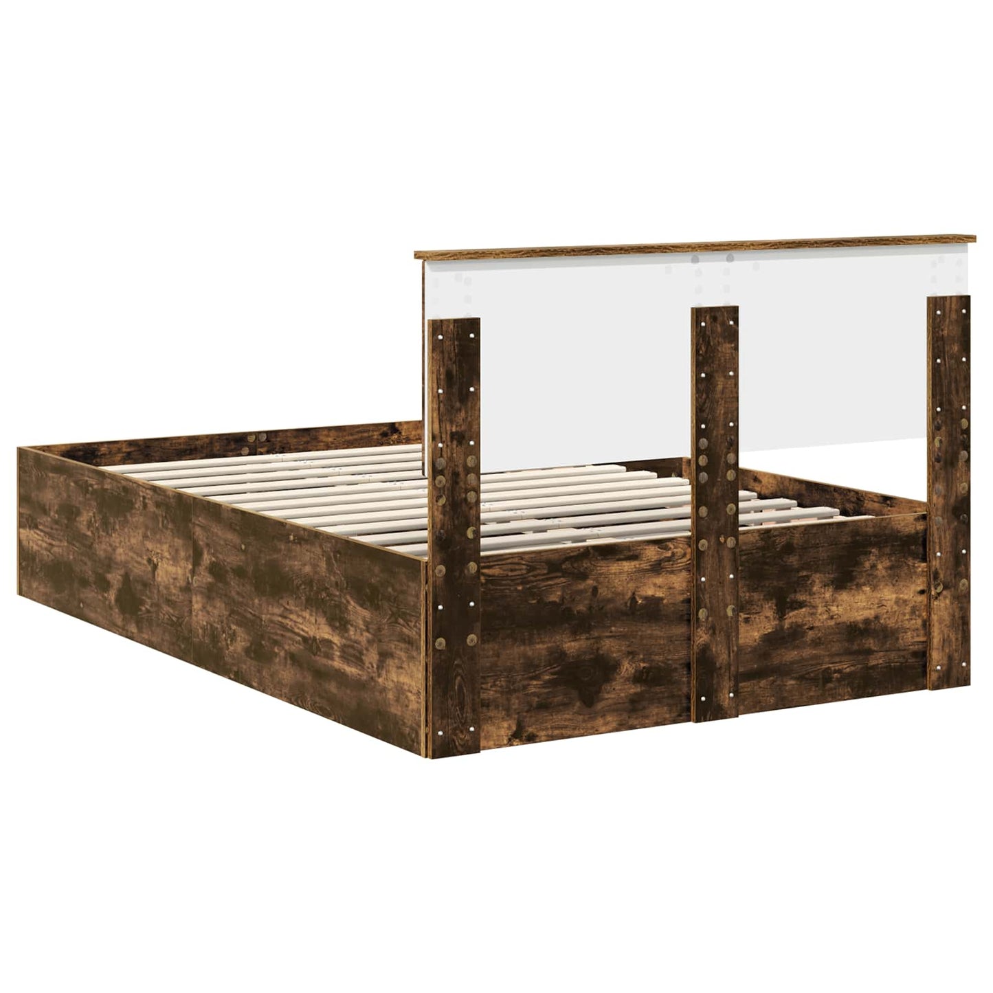 Sengestamme med hodegjerde Røkt eik 120 x 190 cm Konstruert tre