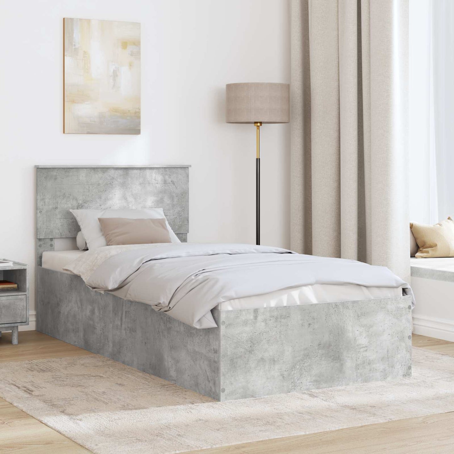 Sengestamme Betonggrå 100 x 200 cm Konstruert tre