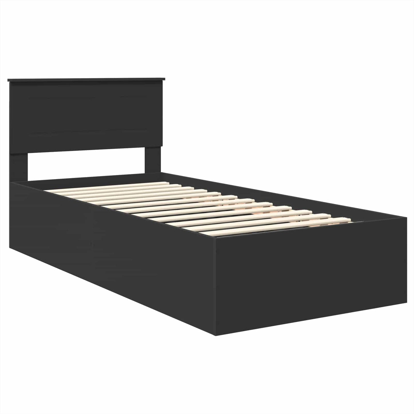 Sengestamme med hodegjerde Svart 75 x 190 cm Konstruert tre