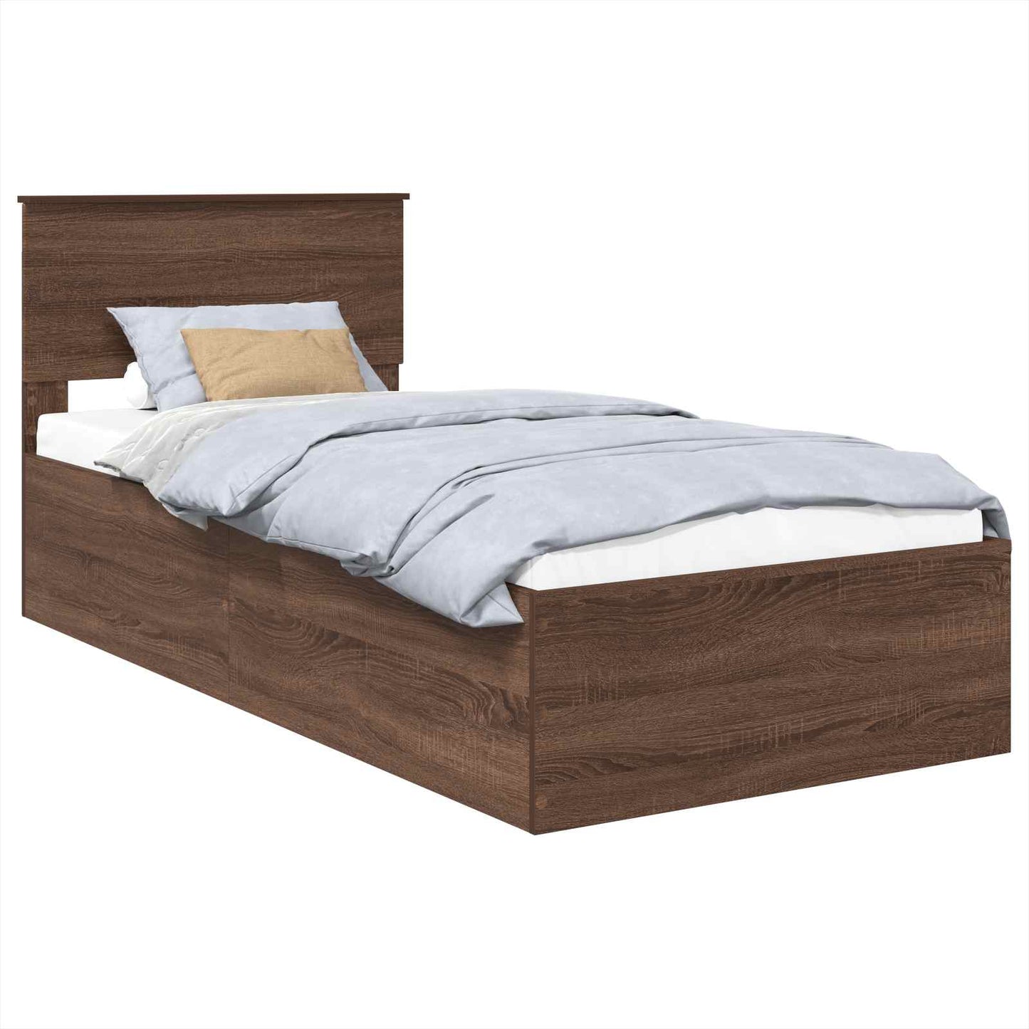 Sengestamme med hodegjerde Brun Eik 75 x 190 cm Konstruert tre
