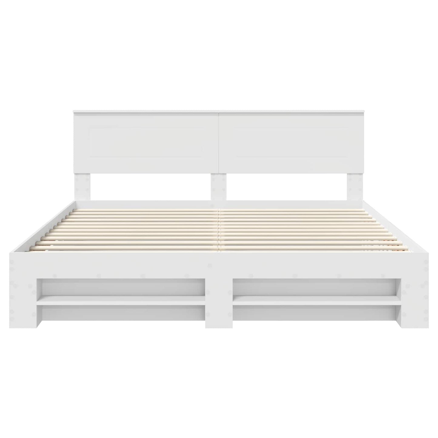 Sengestamme med hodegjerde Hvit 200 x 200 cm Konstruert tre