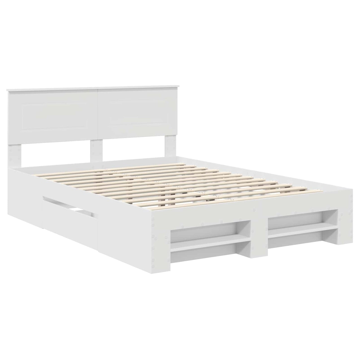 Sengestamme med hodegjerde Hvit 150 x 200 cm Konstruert tre