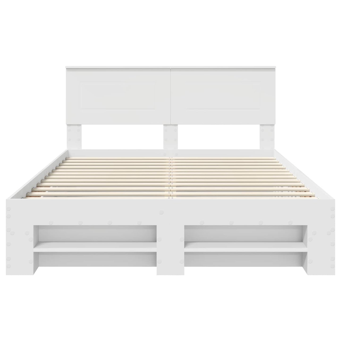 Sengestamme med hodegjerde Hvit 150 x 200 cm Konstruert tre