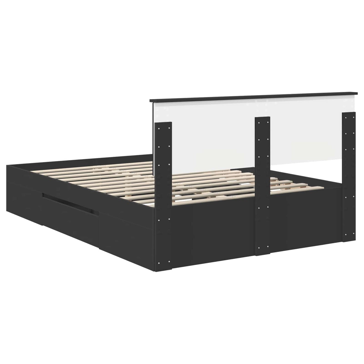 Sengestamme med hodegjerde Svart 150 x 200 cm Konstruert tre
