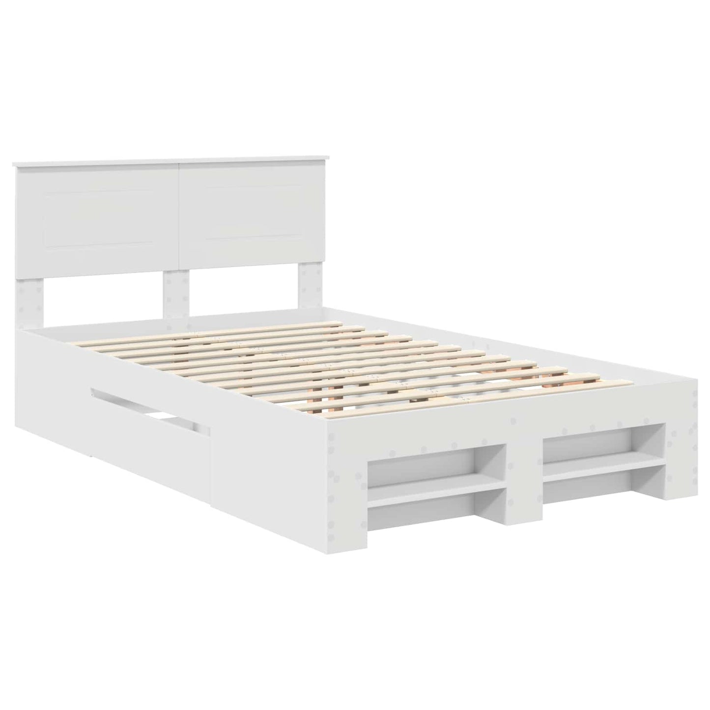 Sengestamme med hodegjerde Hvit 137 x 203 cm Konstruert tre