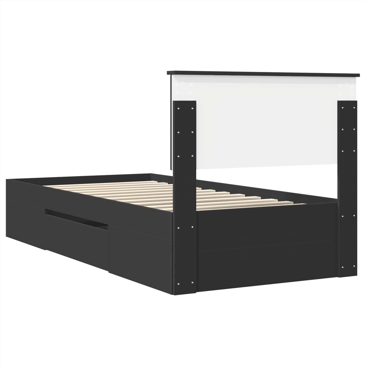 Sengestamme med hodegjerde Svart 90 x 200 cm Konstruert tre