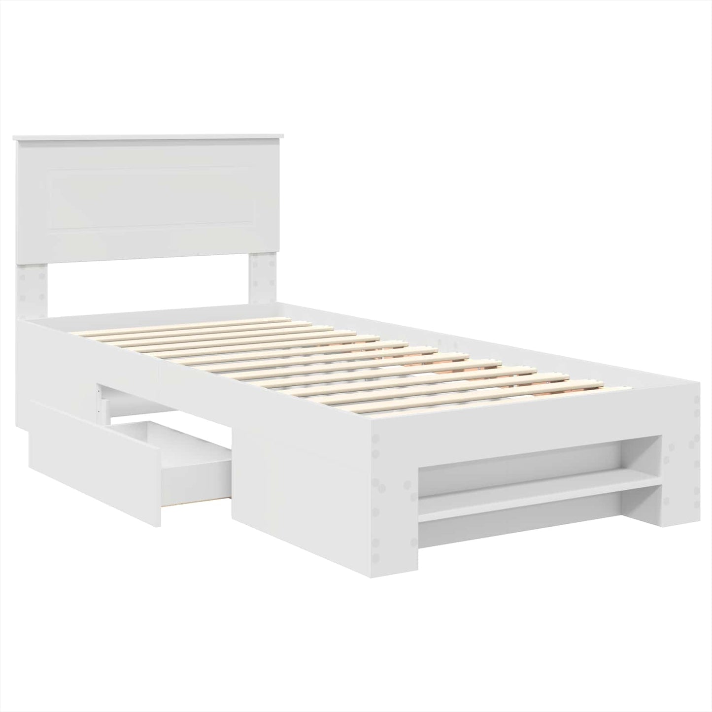 Sengestamme med hodegjerde Hvit 80 x 200 cm Konstruert tre