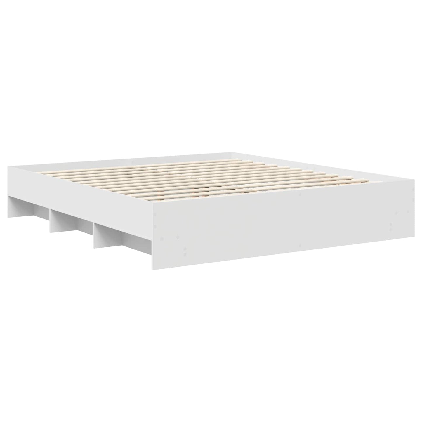 Sengestamme med hodegjerde Hvit 200 x 200 cm Konstruert tre