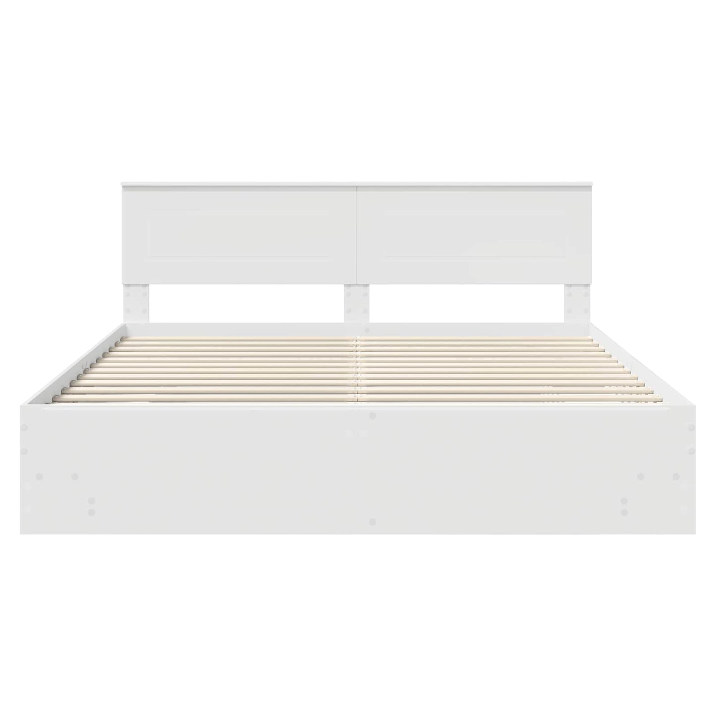 Sengestamme med hodegjerde Hvit 200 x 200 cm Konstruert tre