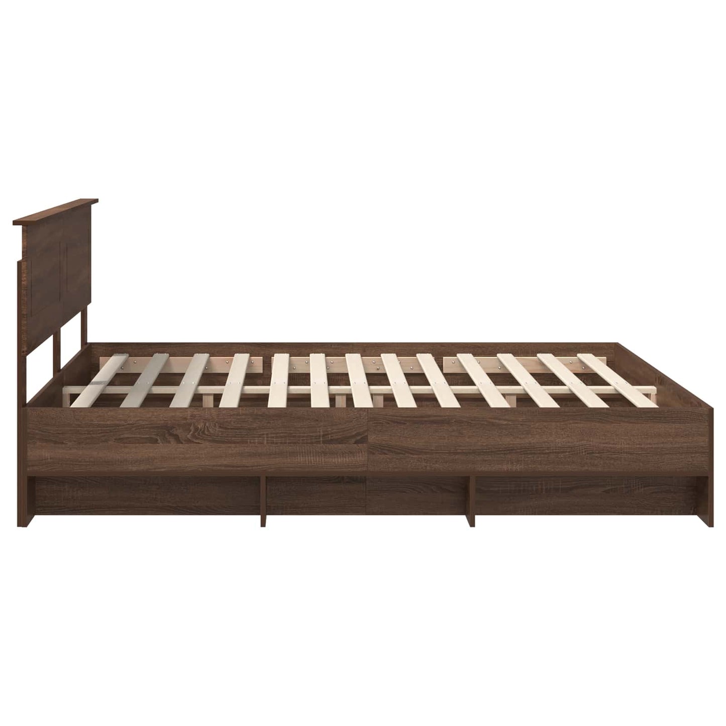 Sengestamme med hodegjerde Brun Eik 200 x 200 cm Konstruert tre