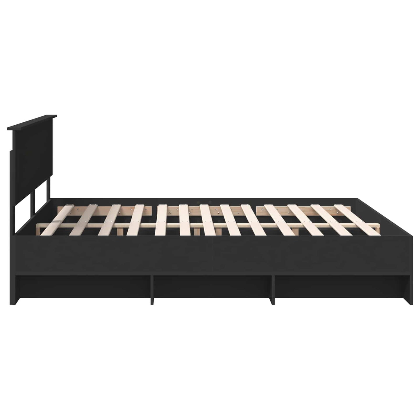 Sengestamme med hodegjerde Svart 180 x 200 cm Konstruert tre