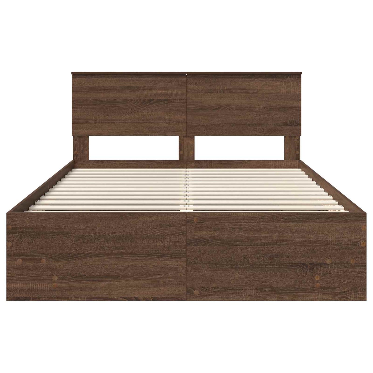 Sengestamme med hodegjerde Brun Eik 150 x 200 cm Konstruert tre