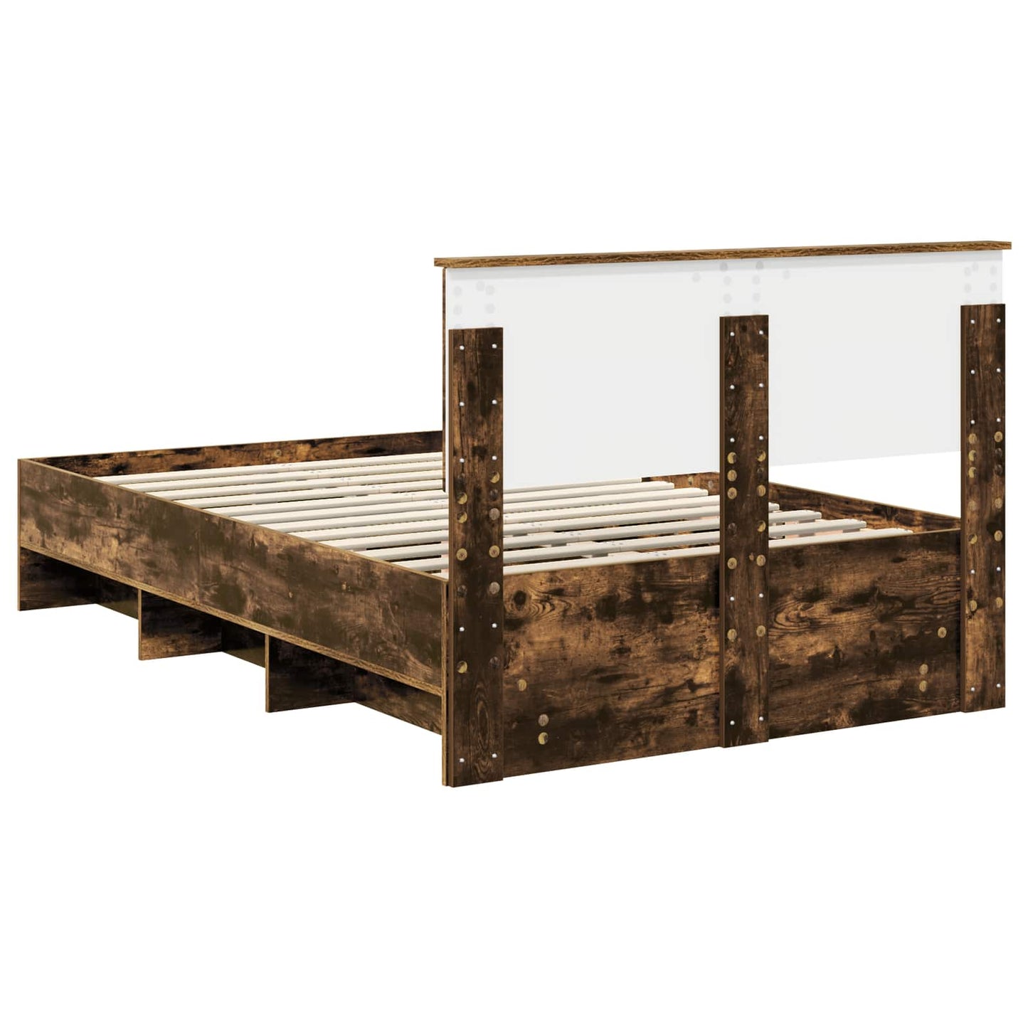 Sengestamme med hodegjerde Røkt eik 137 x 203 cm Konstruert tre
