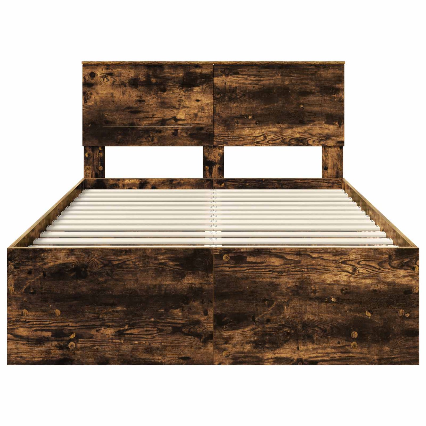 Sengestamme med hodegjerde Røkt eik 137 x 203 cm Konstruert tre