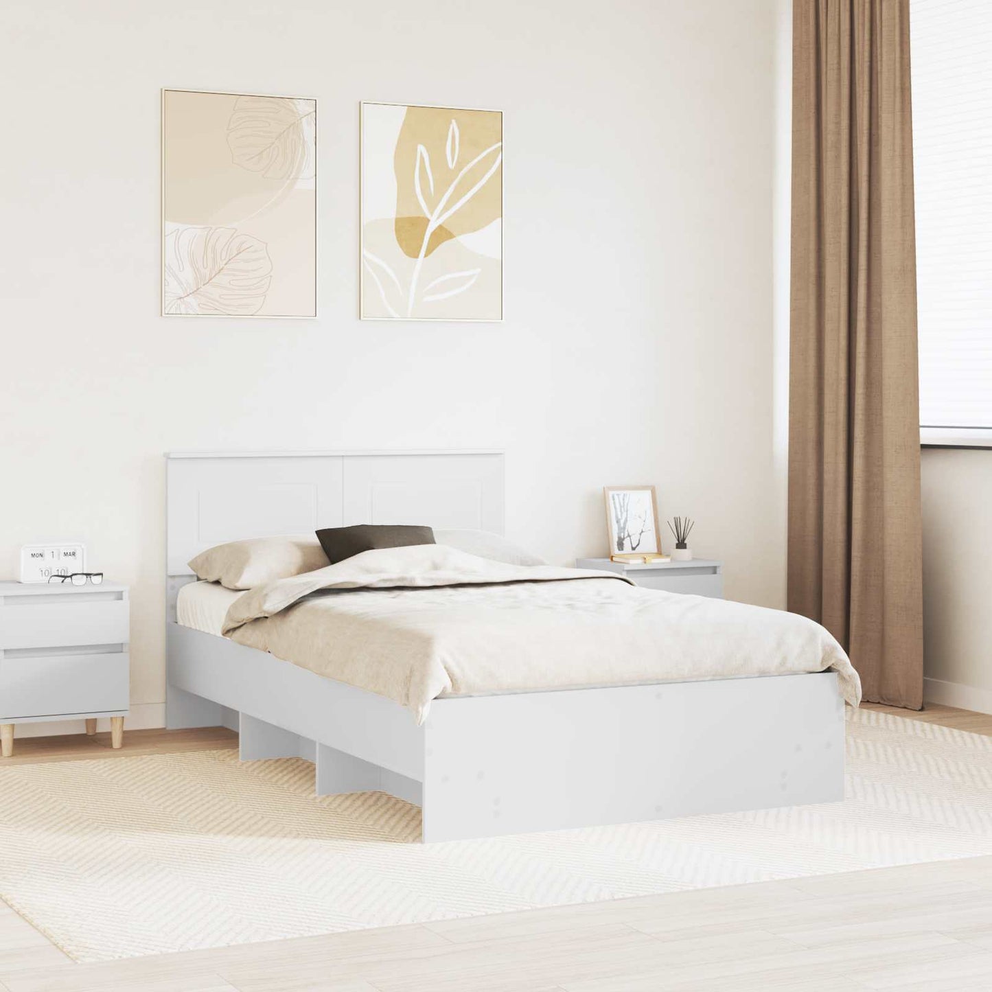 Sengestamme med hodegjerde Hvit 120 x 123 cm Konstruert tre