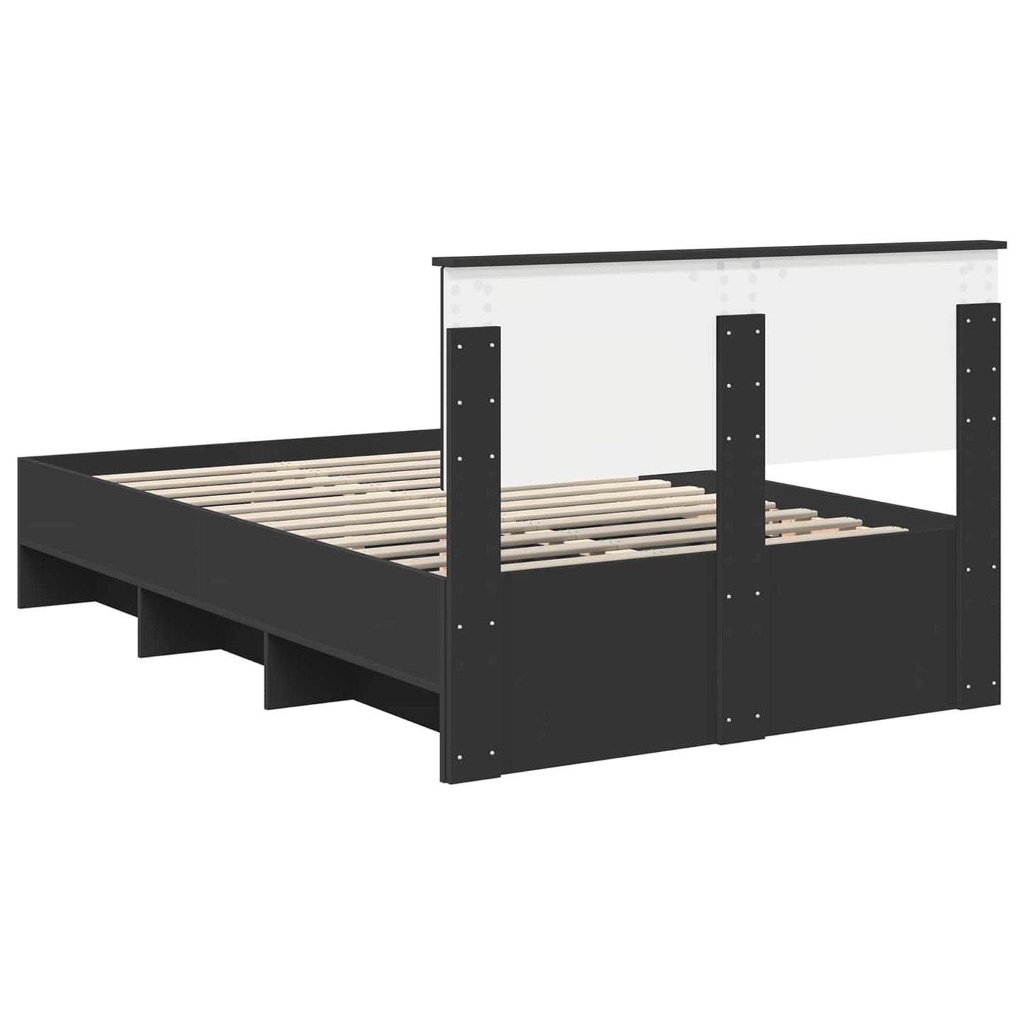 Sengestamme med hodegjerde Svart 120 x 123 cm Konstruert tre