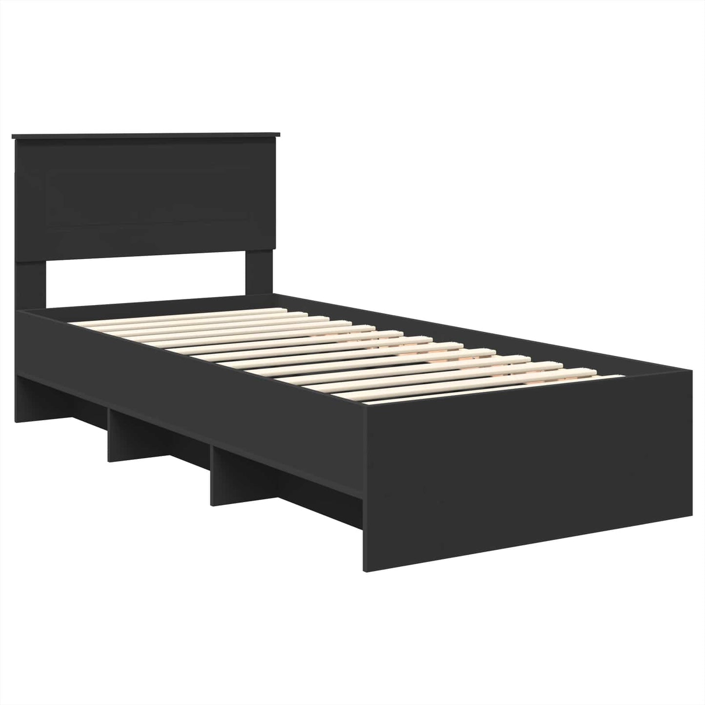 Sengestamme med hodegjerde Svart 90 x 200 cm Konstruert tre
