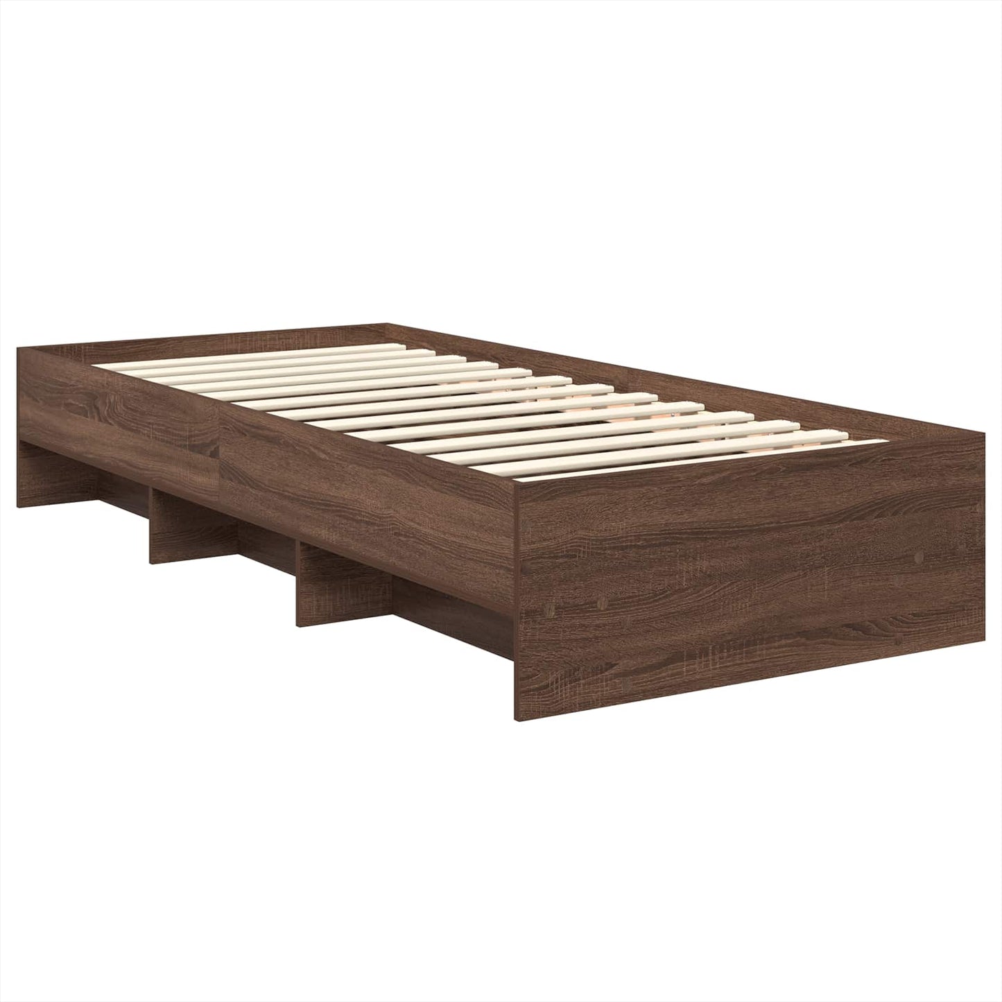 Sengestamme med hodegjerde Brun Eik 80 x 200 cm Konstruert tre