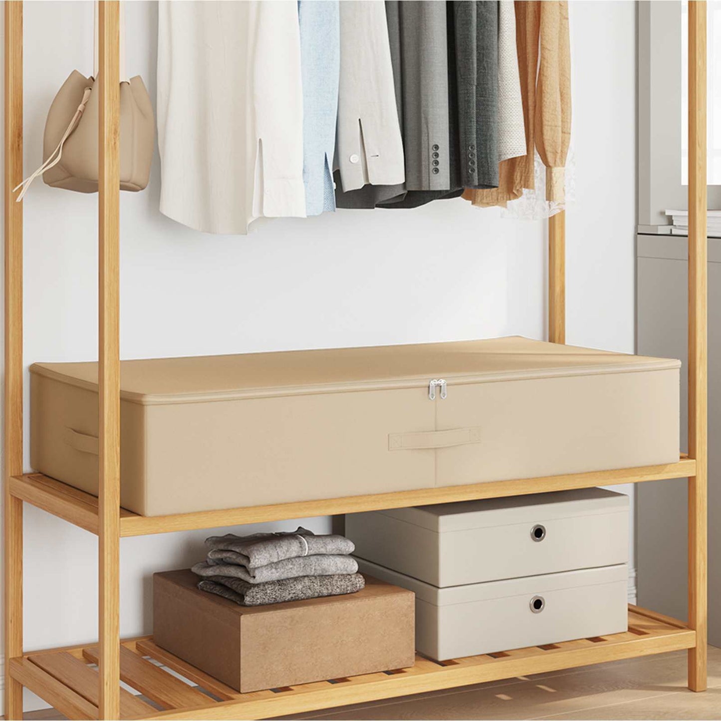 Lagringsboks 2 pcs Krem 100 x 50 x 18 cm Ikke-vevd stoff