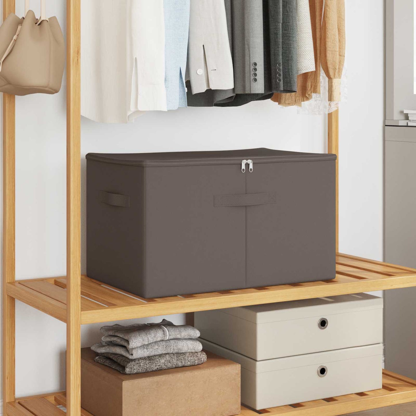 Lagringsboks 2 pcs Grå 60 x 43 x 35 cm Ikke-vevd stoff