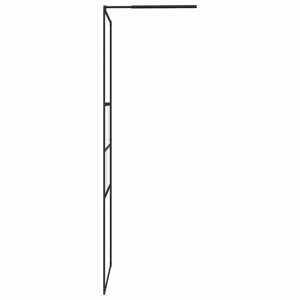 Walk-in Dusjvegg Svart 80 x 195 x 0.5 cm Glass og Aluminium
