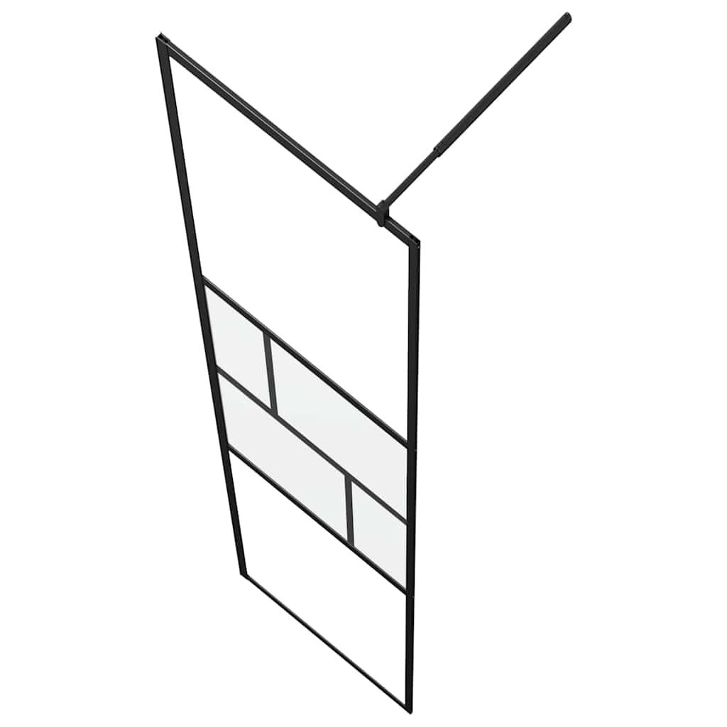 Walk-in Dusjvegg Svart 80 x 195 x 0.5 cm Glass og Aluminium