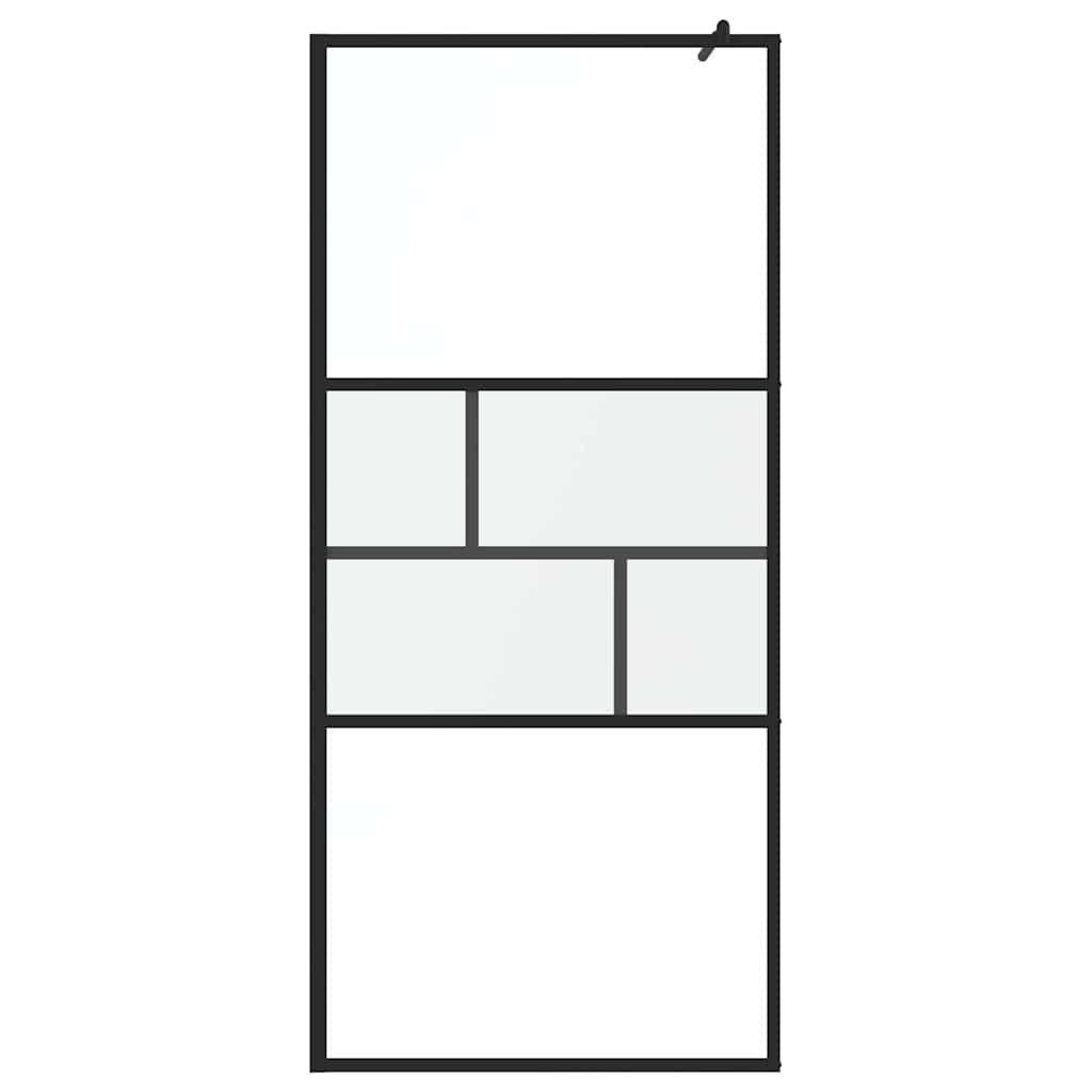 Walk-in Dusjvegg Svart 90 x 195 x 0,5 cm Glass og Aluminium