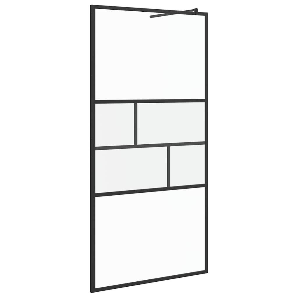 Walk-in Dusjvegg Svart 100 x 195 x 0,5 cm Glass og Aluminium