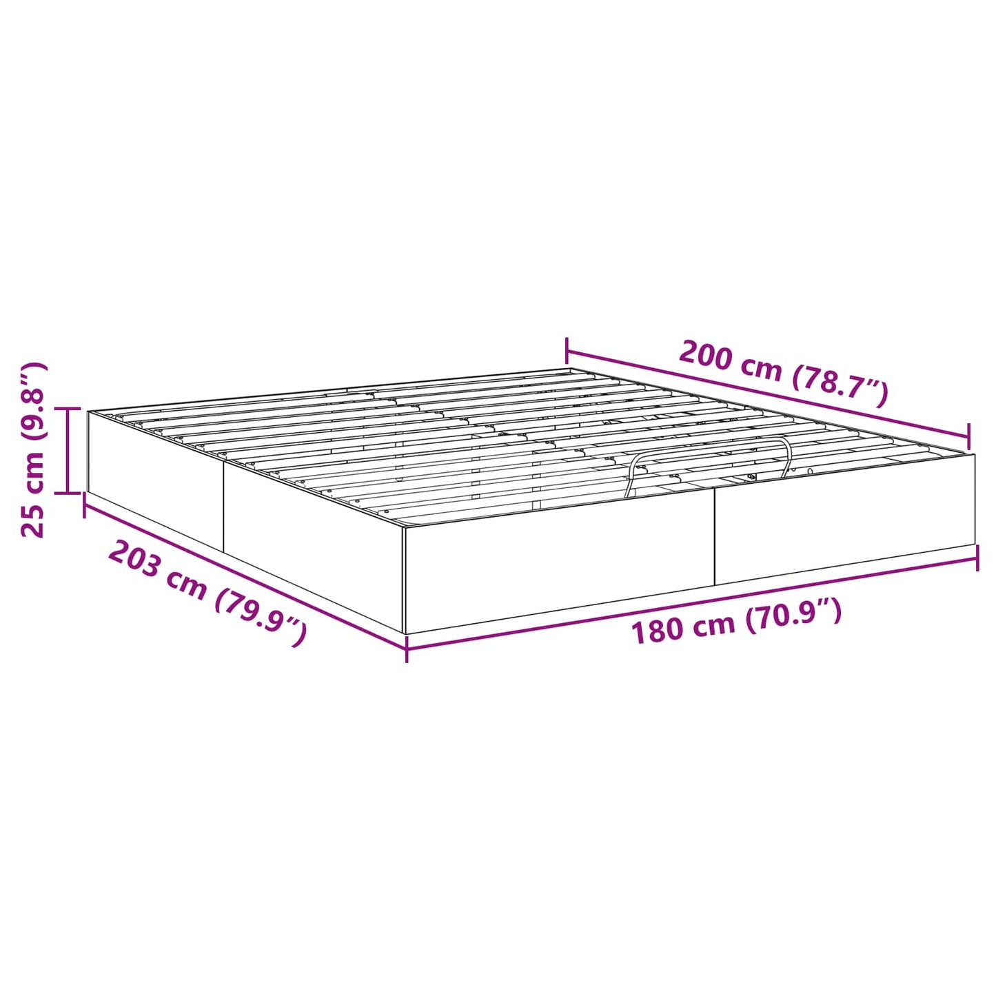 Ottoman sengeramme Gammelt tre 203 x 180 x 25 cm Konstruert tre