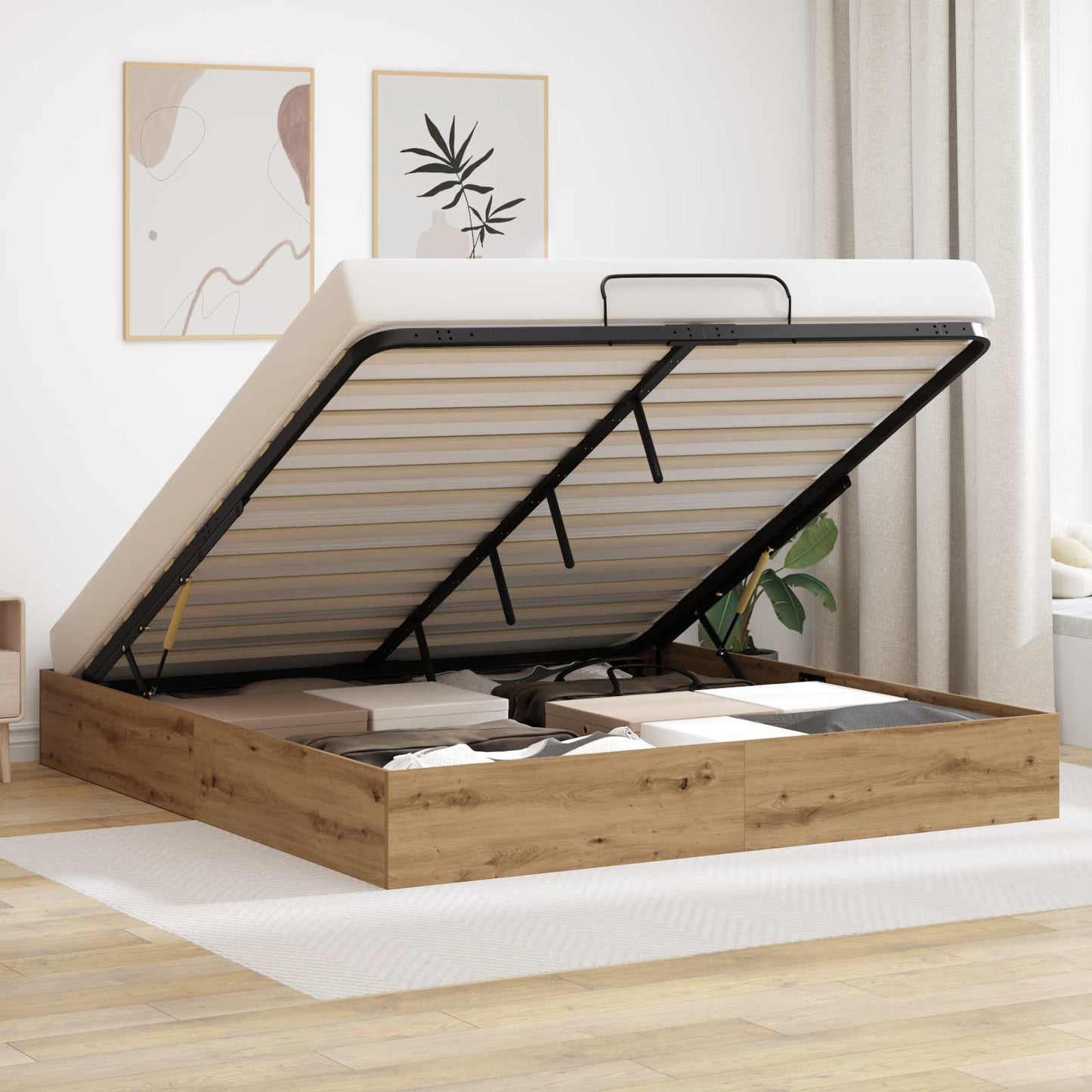 Ottoman sengeramme Kunstnerisk Eik 203 x 180 x 25 cm