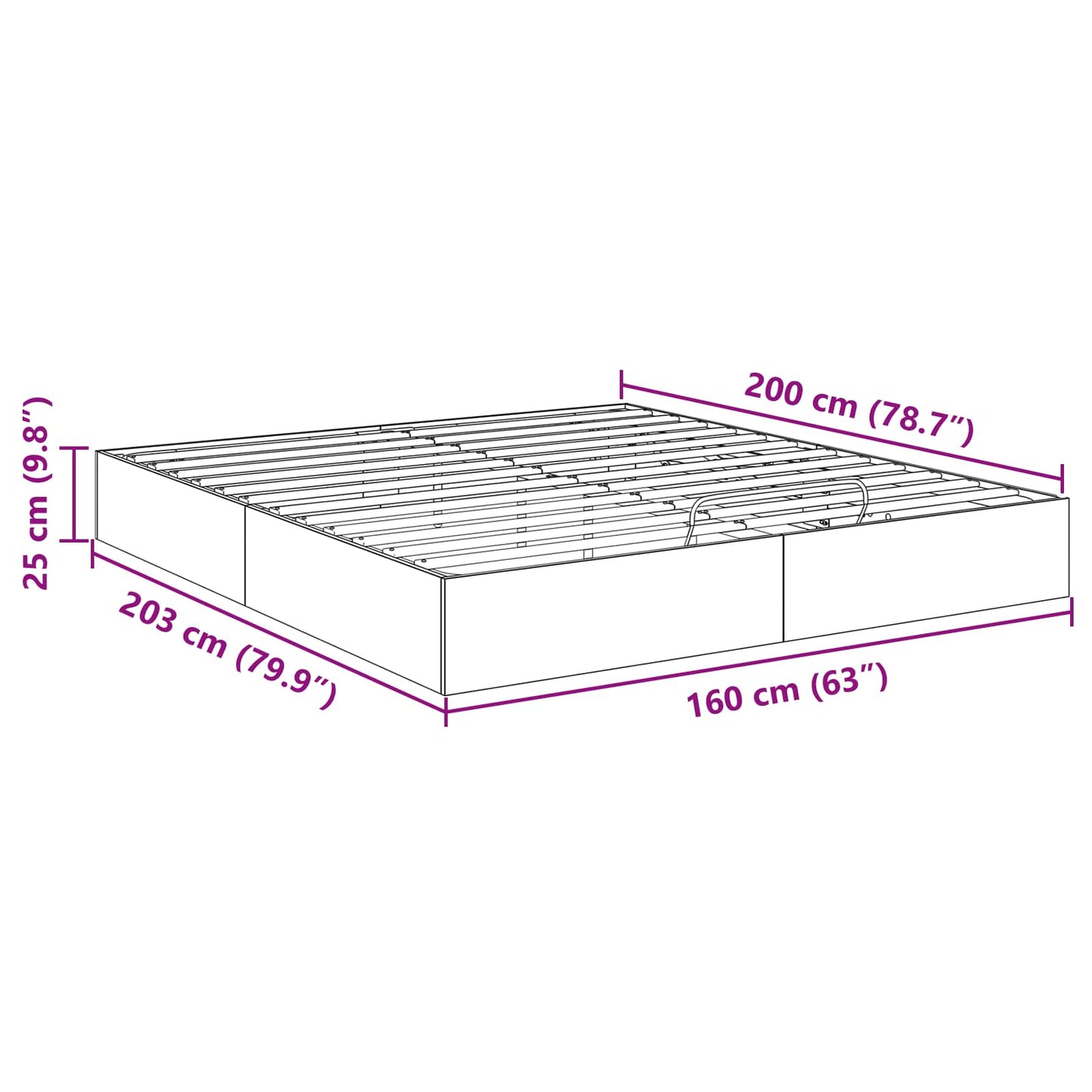 Ottoman sengeramme BetongGrå 160 x 200 cm Konstruert tre