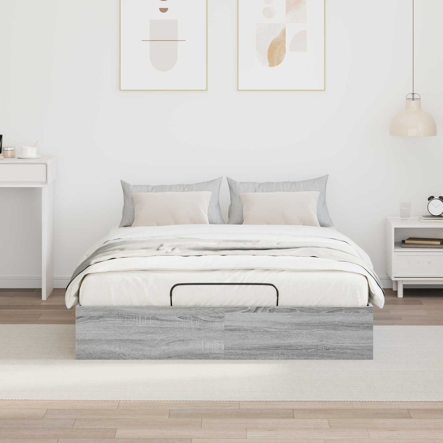 Ottoman sengeramme Grå Sonoma 203 x 120 x 25 cm Konstruert tre