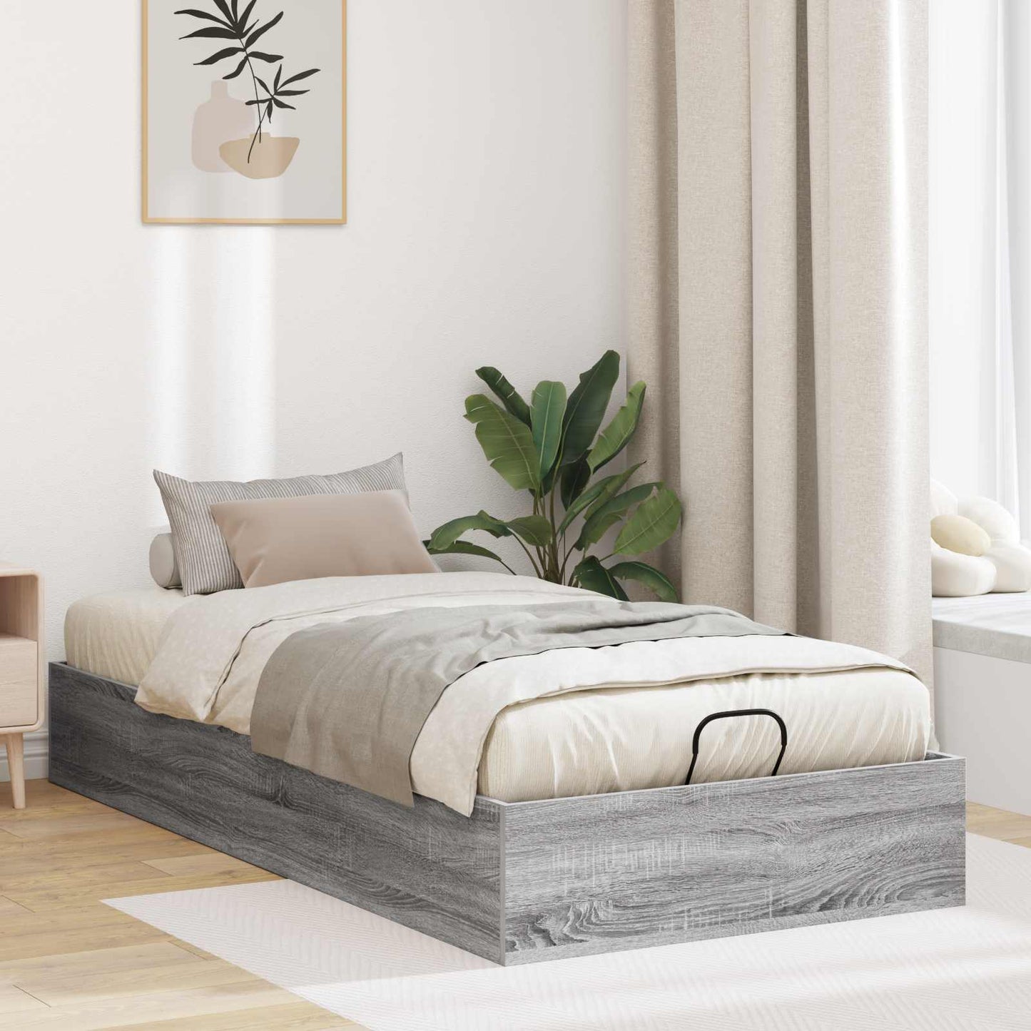 Ottoman sengeramme Grå Sonoma 203 x 90 x 25 cm Konstruert tre