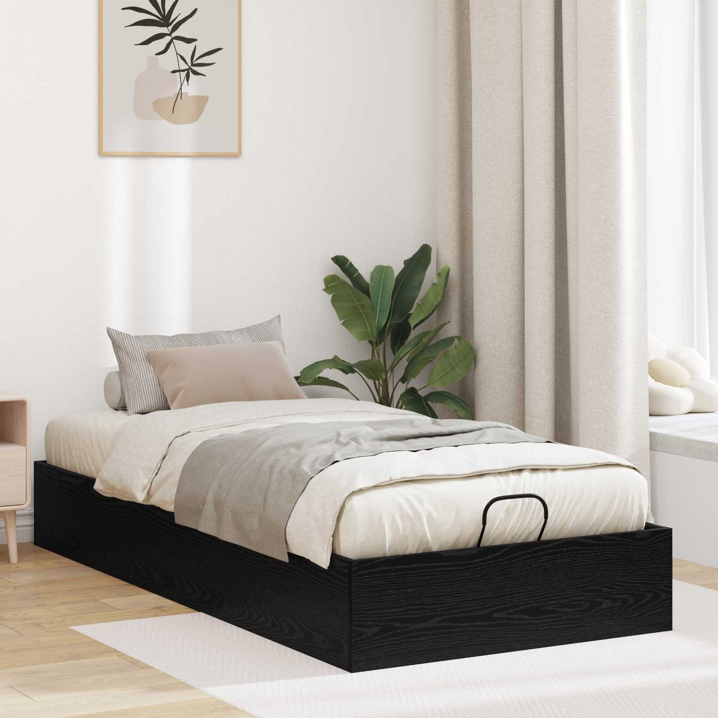 Ottoman sengeramme Svart Eik 80,5 x 200 cm Konstruert tre
