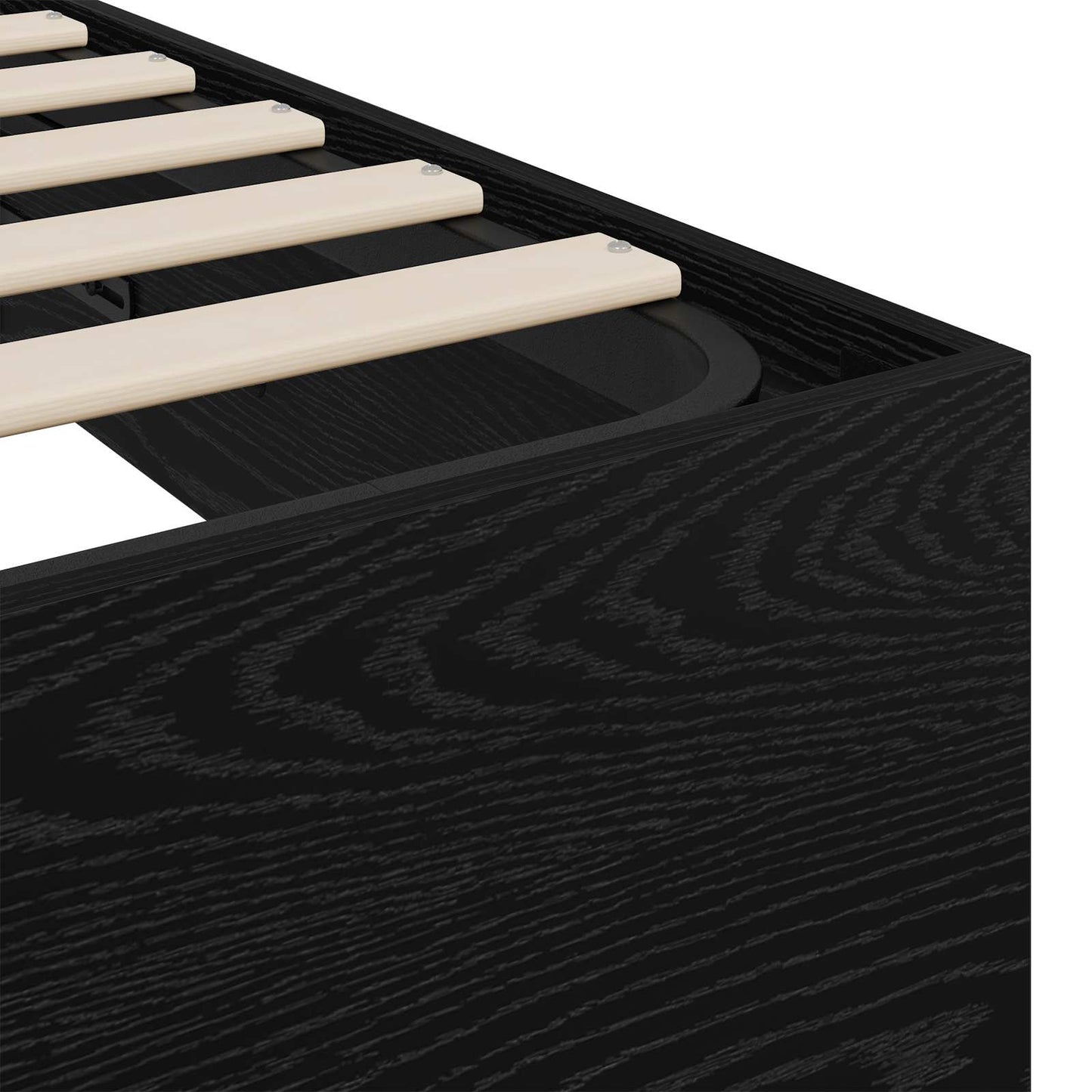 Ottoman sengeramme Svart Eik 193 x 135 x 25 cm Konstruert tre