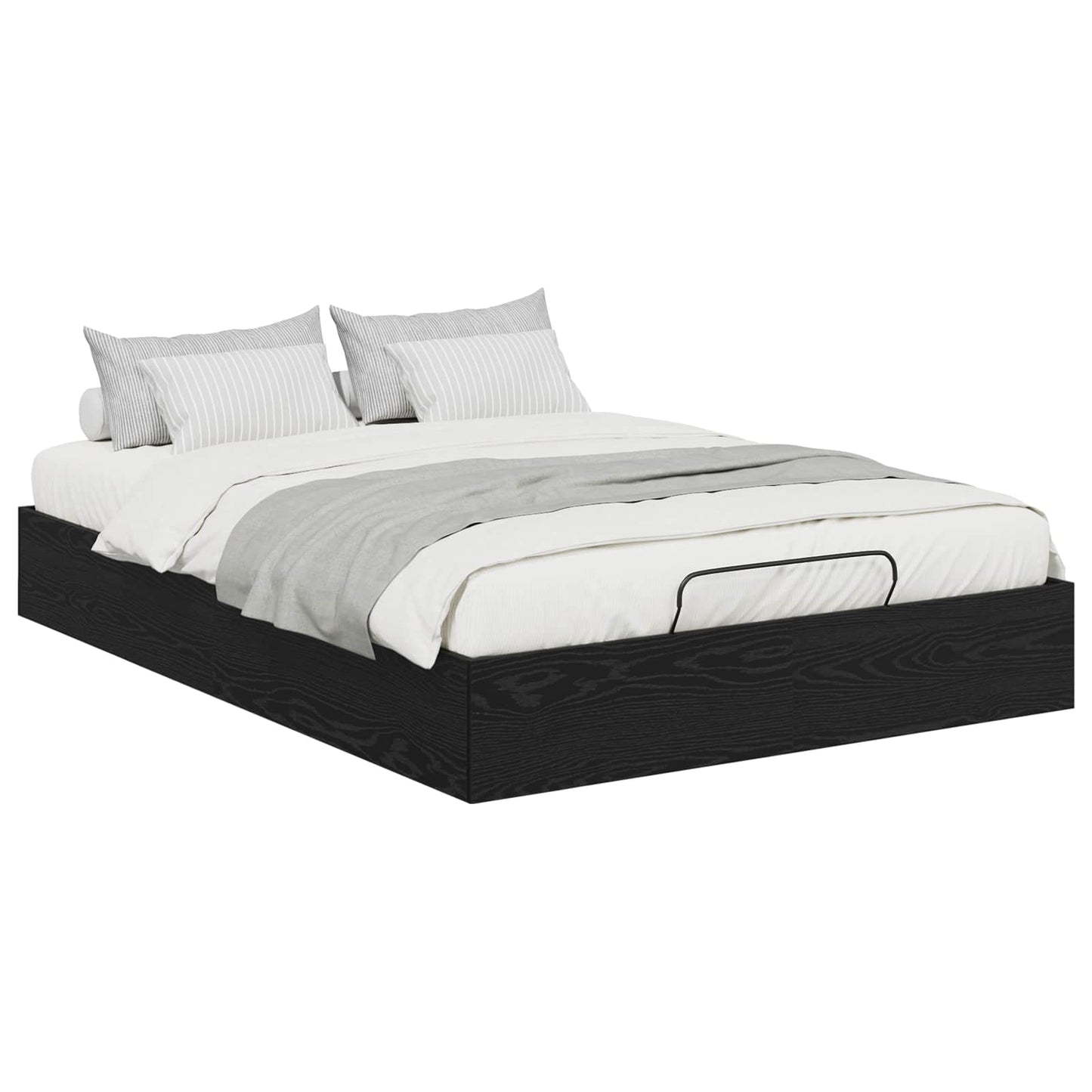 Ottoman sengeramme Svart Eik 193 x 135 x 25 cm Konstruert tre