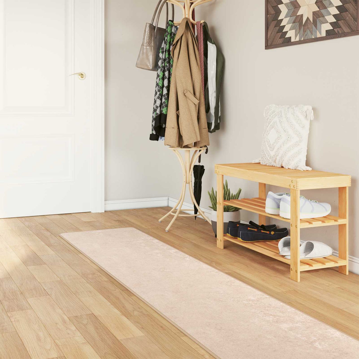 Teppe Print Krem 400 x 50 cm Polyester og PVC vidaXL