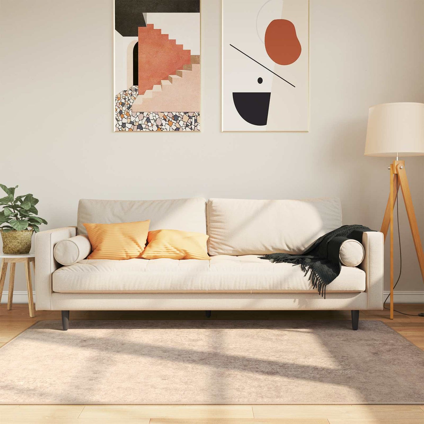 Teppe Runner MARSA Beige 120 x 170 cm Polyester og PVC