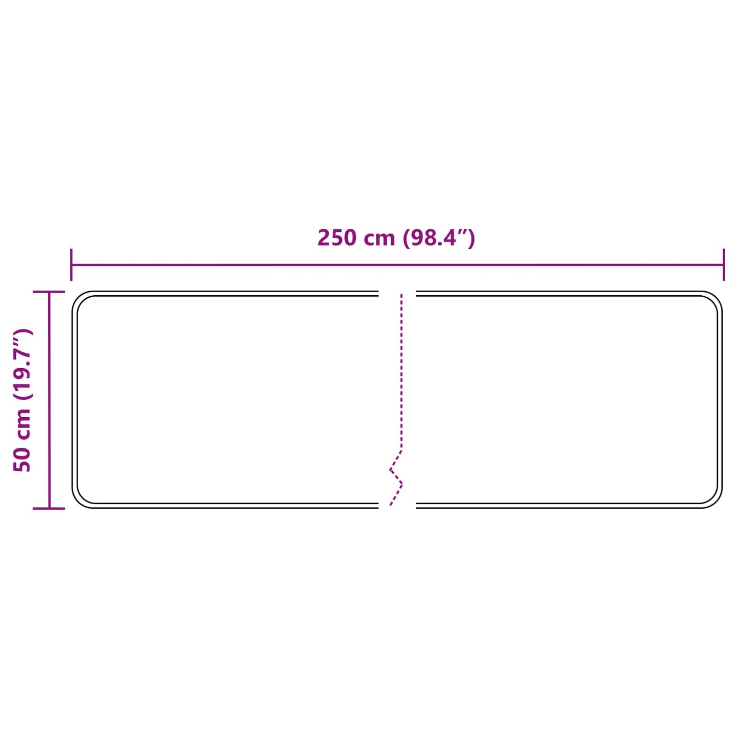 Teppe Runner MARSA Svart 50 x 250 cm Polyester og PVC