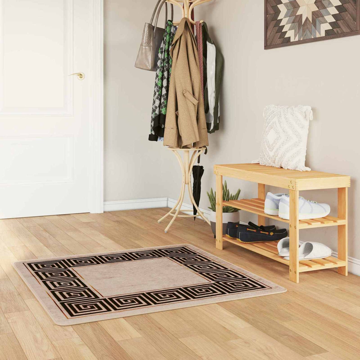 Teppe Runner MARSA Svart 100 x 100 cm Polyester og PVC