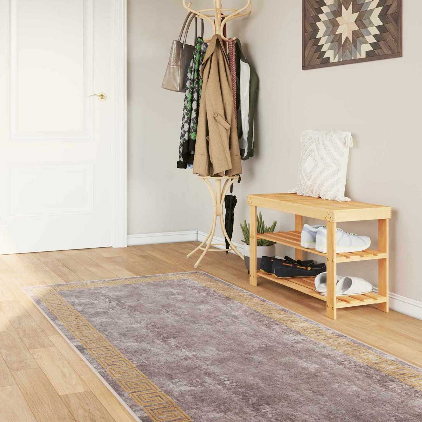 Teppe Runner MARSA Grå 100 x 300 cm Polyester og PVC