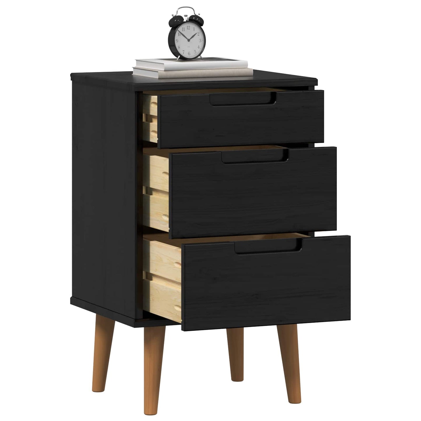 Nattbordskap MOLDE Svart 40 x 35 x 65 cm Heltre furu