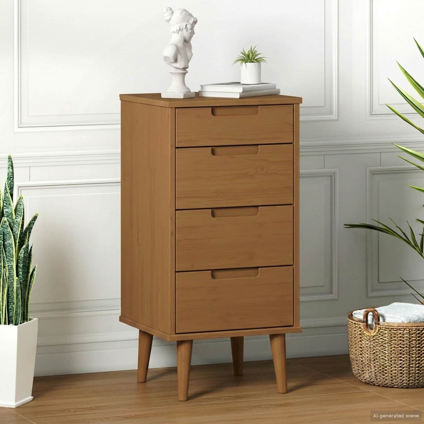 Kommode MOLDE Karamell 40 x 35 x 82 cm Heltre furu