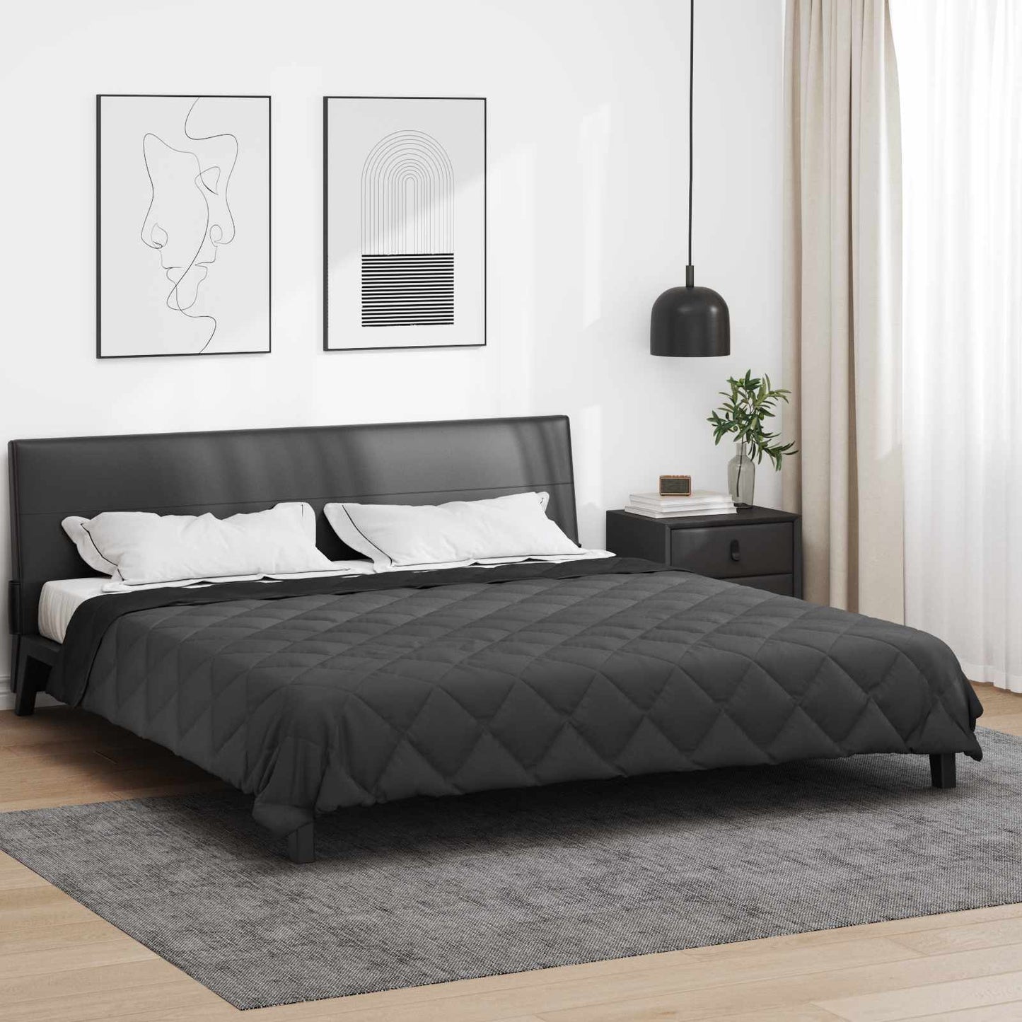 Sommerdyne Svart og Anthracite 200 x 200 cm Mikrofiber