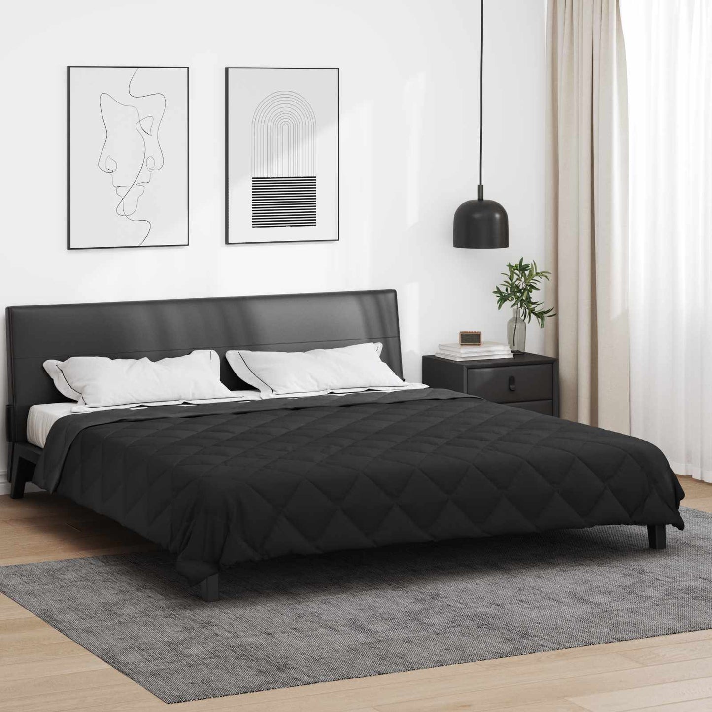 Sommerdyne Svart og Anthracite 240 x 200 cm Mikrofiber