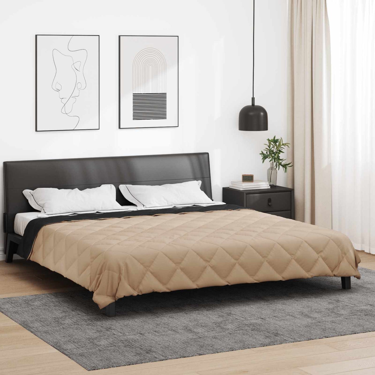 Sommerdyne Svart og Taupe 220 x 260 cm Mikrofiber